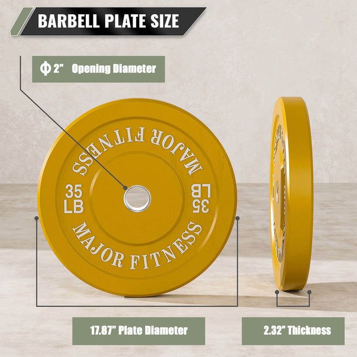 Major Fitness Low Bounce Bumper Plates Olympic Weight Plates Set