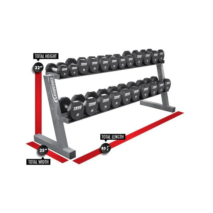 Legend Fitness Long Two-Tier Hex Head Dumbbell Rack