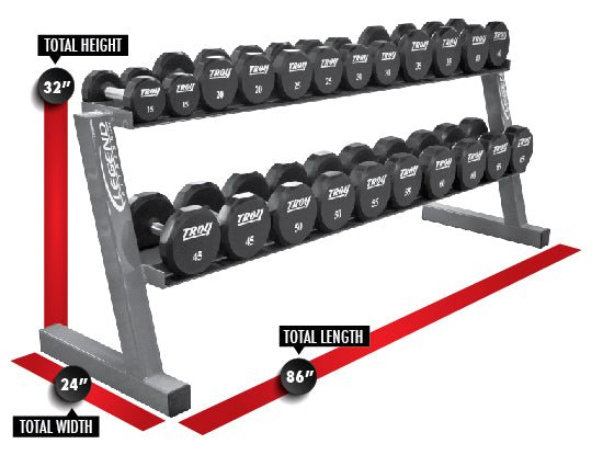 Legend Fitness Long Two-Tier Hex Head Dumbbell Rack