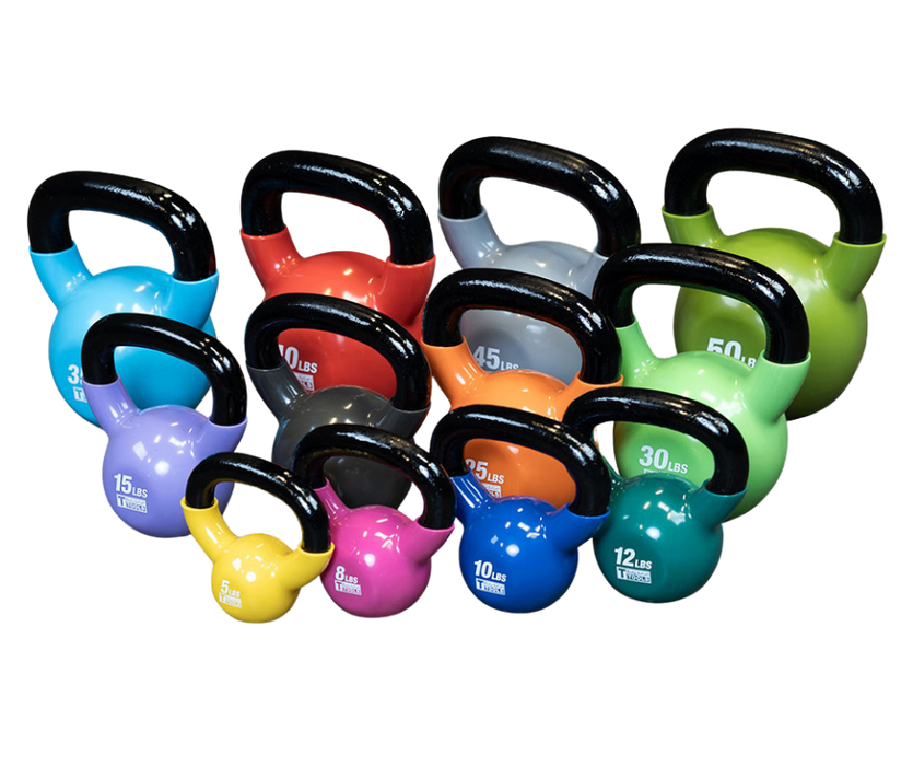 Body Solid KBVS295 Vinyl Coated Kettlebell Set 5-50 lb.