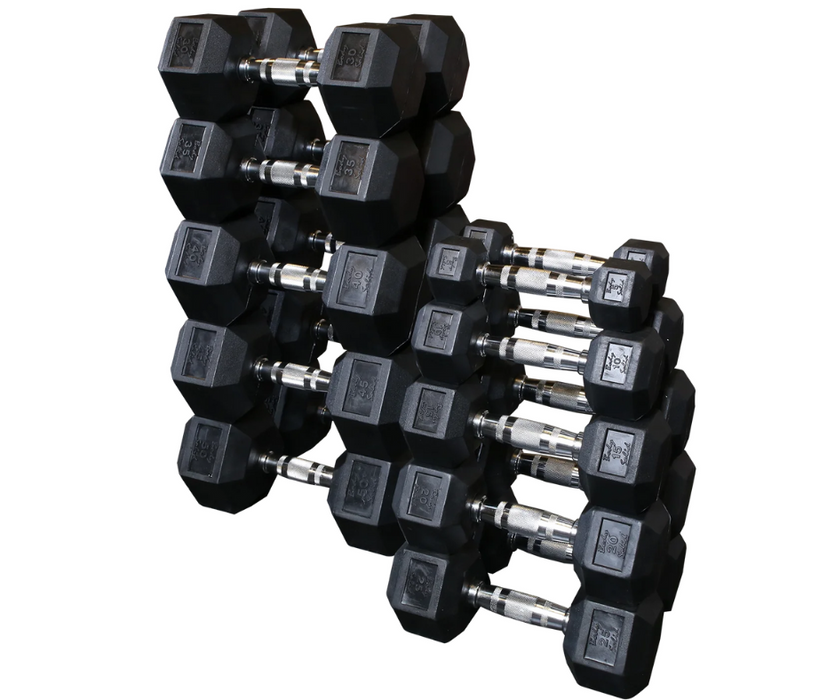 Body Solid SDRS550 Rubber Coated Hex Dumbbell Set 5 to 50 lbs.