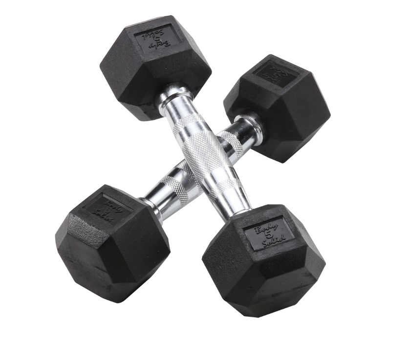 Body Solid SDRS550 Rubber Coated Hex Dumbbell Set 5 to 50 lbs.