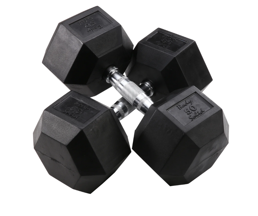 Body Solid SDRS550 Rubber Coated Hex Dumbbell Set 5 to 50 lbs.