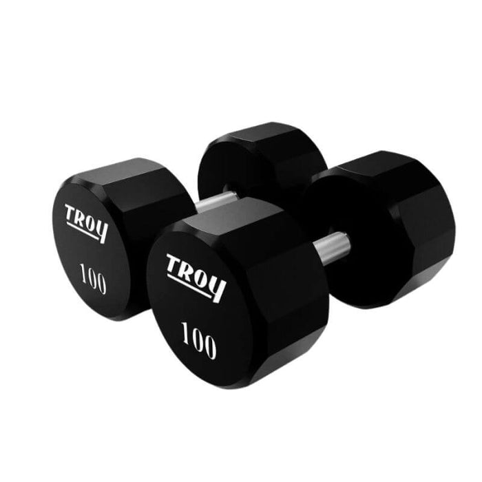 TROY 5-50 lbs 12-Sided Urethane Dumbbell Set with Rack