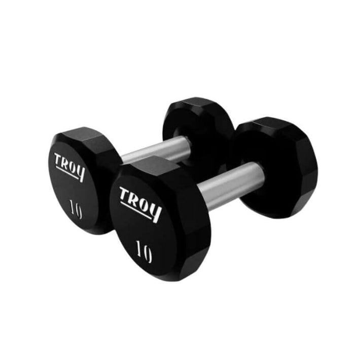 TROY 5-50 lbs 12-Sided Urethane Dumbbell Set with Rack