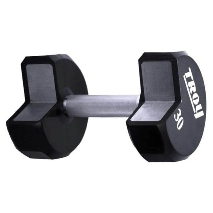 TROY 5-50 lbs 12-Sided Urethane Dumbbell Set with Rack
