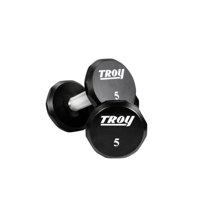 TROY 5-50 lbs 12-Sided Urethane Dumbbell Set with Rack