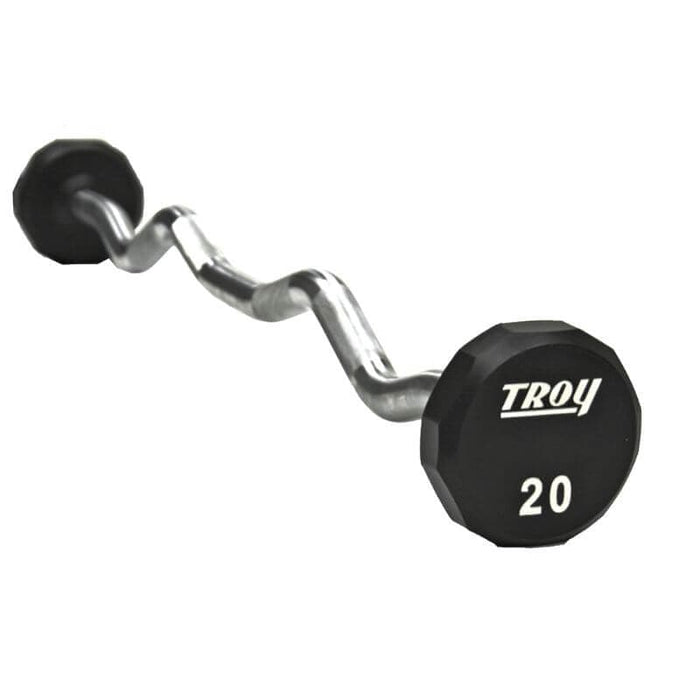 TROY 12-Sided Fixed Curl Barbells Set & Rack