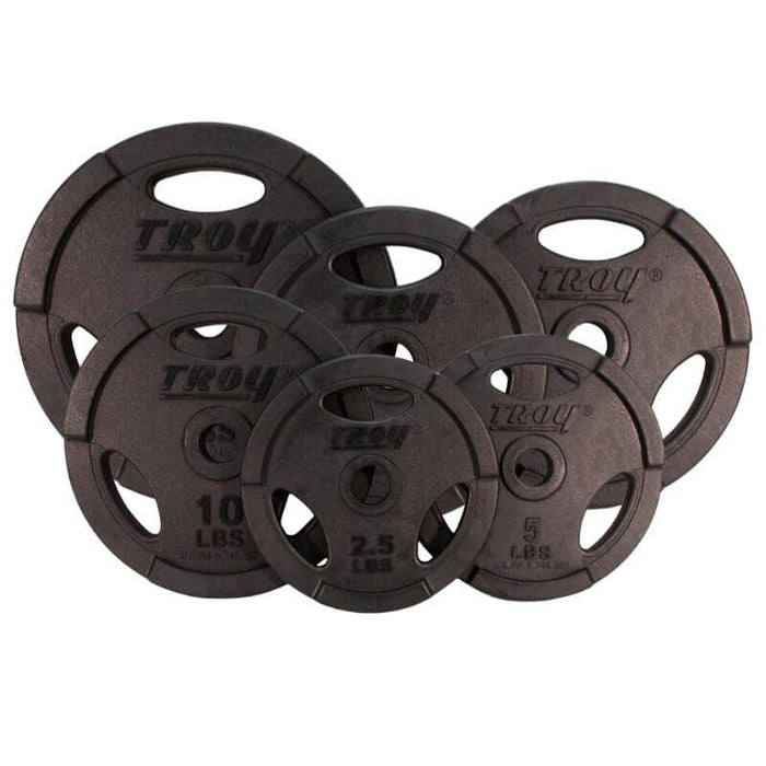 TROY Quiet Iron Interlocking Black Rubber 1" Grip Plate Set