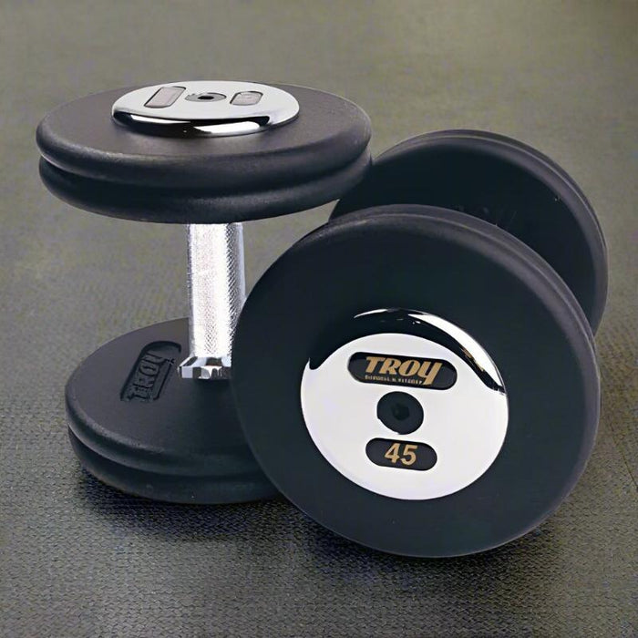TROY Pro-Style Black Textured Dumbbell Set with Chrome End Caps