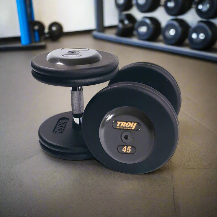 TROY Pro-Style Black Dumbbell Set Rubber Endcaps