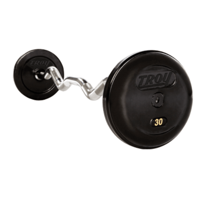 TROY Pro Style Curl Barbell- Rubber-Encased Plates