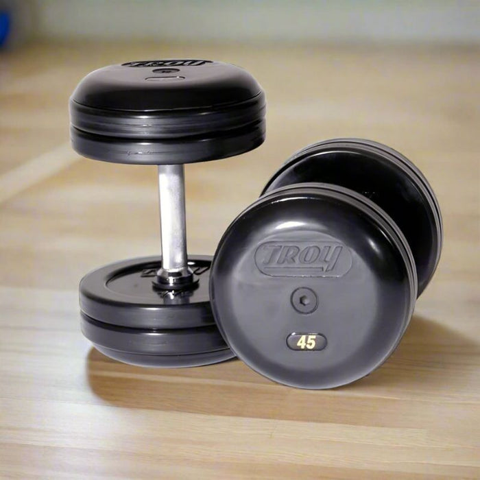 TROY Pro-Style Rubber Encased Dumbbell Straight Handle & Rubber Endcaps