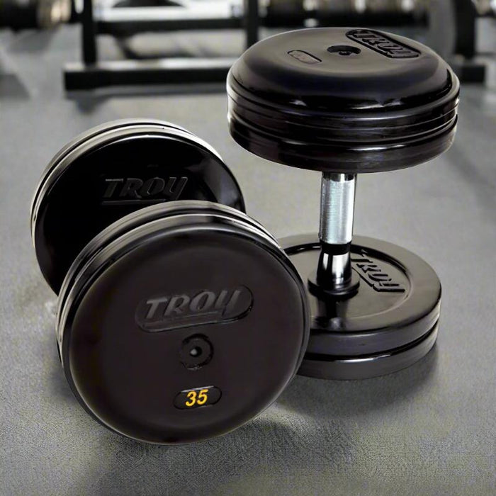 TROY Pro Dumbbell with Contoured Handle & Rubber Endcaps