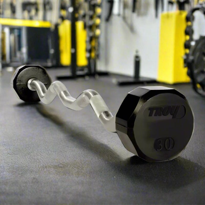 TROY 12-Sided Solid Rubber Curl Barbell