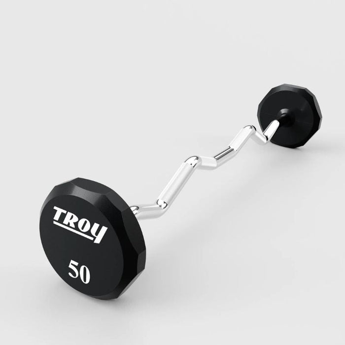 TROY 12-Sided Urethane Fixed Curl Barbell