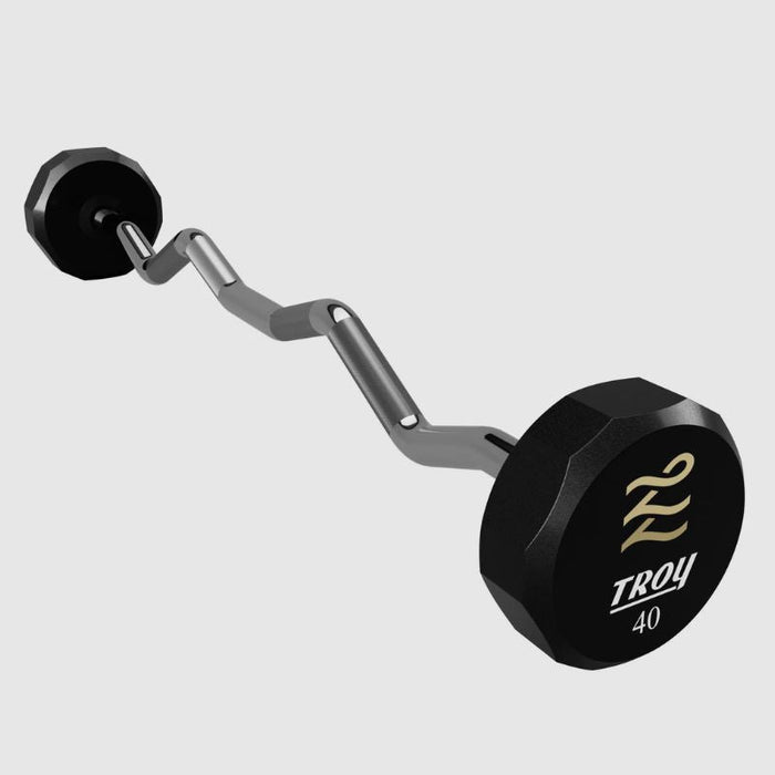 TROY 12-Sided Urethane Fixed Curl Barbell