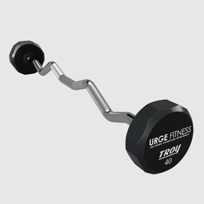TROY 12-Sided Urethane Fixed Curl Barbell