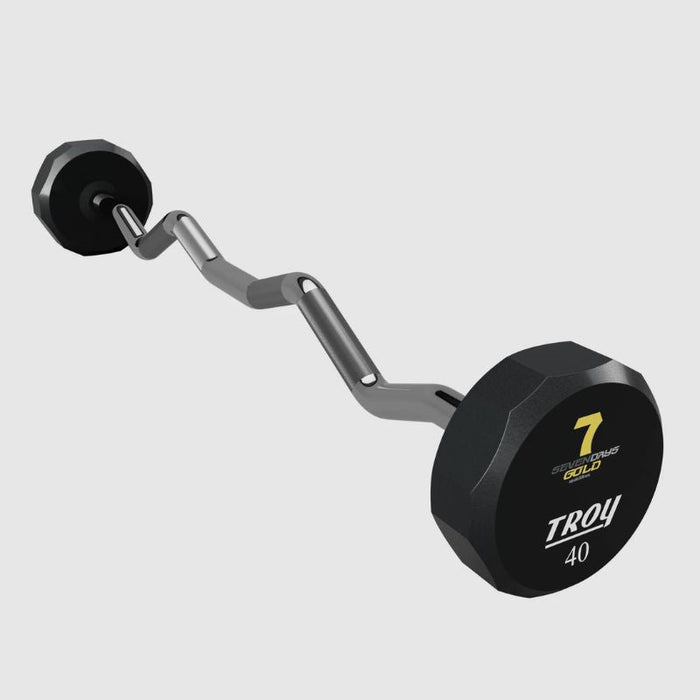 TROY 12-Sided Urethane Fixed Curl Barbell
