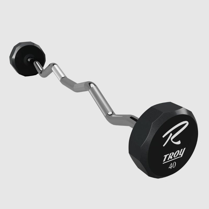 TROY 12-Sided Urethane Fixed Curl Barbell