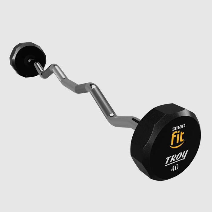 TROY 12-Sided Urethane Fixed Curl Barbell