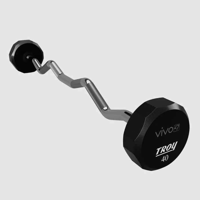TROY 12-Sided Urethane Fixed Curl Barbell