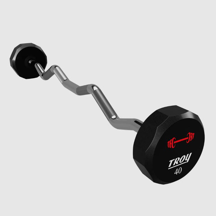 TROY 12-Sided Urethane Fixed Curl Barbell