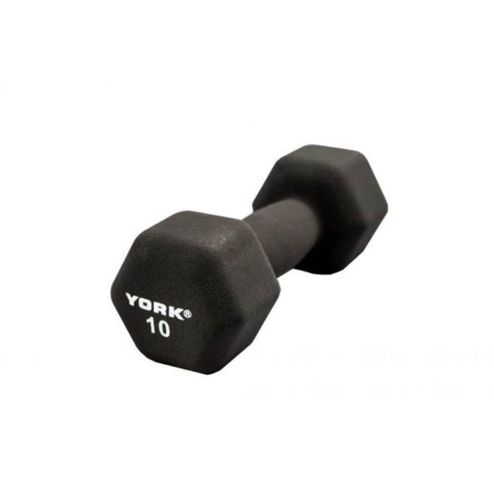 York Barbell 15601 Black Neoprene Hexagon Fitbells 10