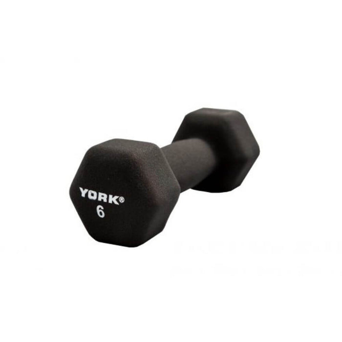 York Barbell 15601 Black Neoprene Hexagon Fitbells 6
