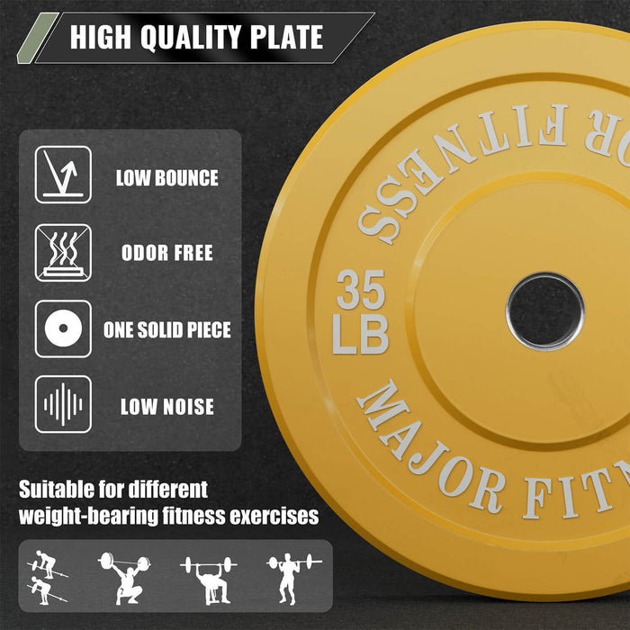 Major Fitness Low Bounce Bumper Plates Olympic Weight Plates Set
