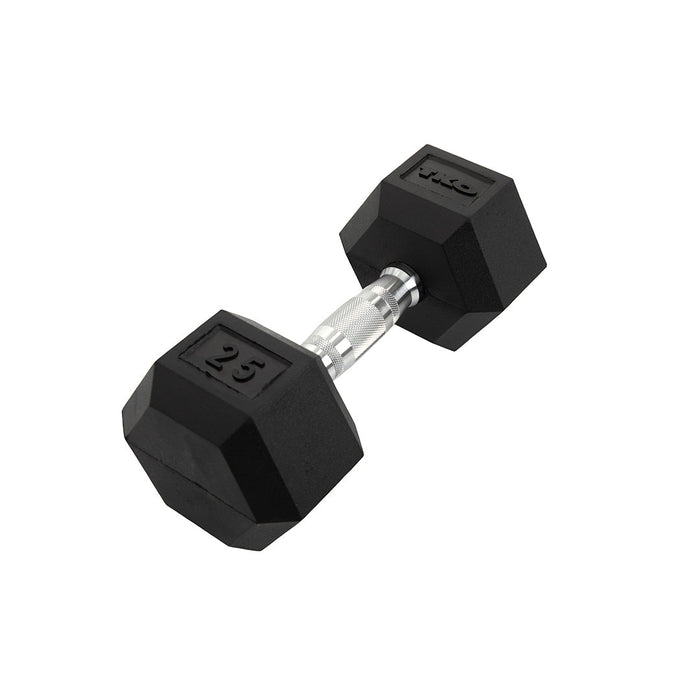 TKO Rubber Hex Dumbbell w/Chrome Contoured Grip