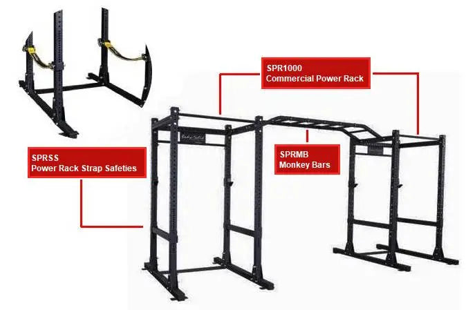 Body-Solid SPR1000SSDB Double Power Rack Package w/Power Rack Strap Safeties