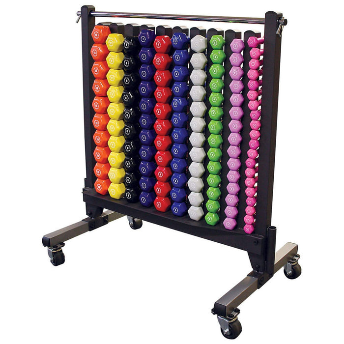 Body-Solid Commercial Vinyl and Neoprene Dumbbell Rack GDR500 with Dumbbell 