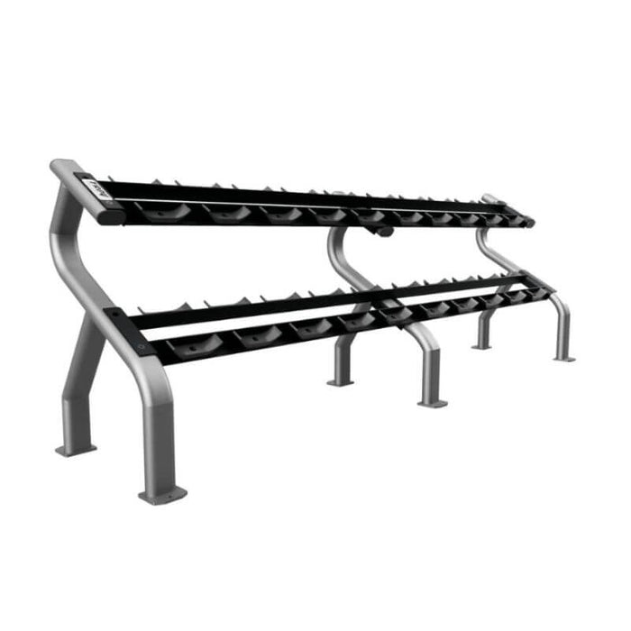 TROY 5-100lb Rubber Encased 12-Sided Dumbbell Set with Saddle Racks
