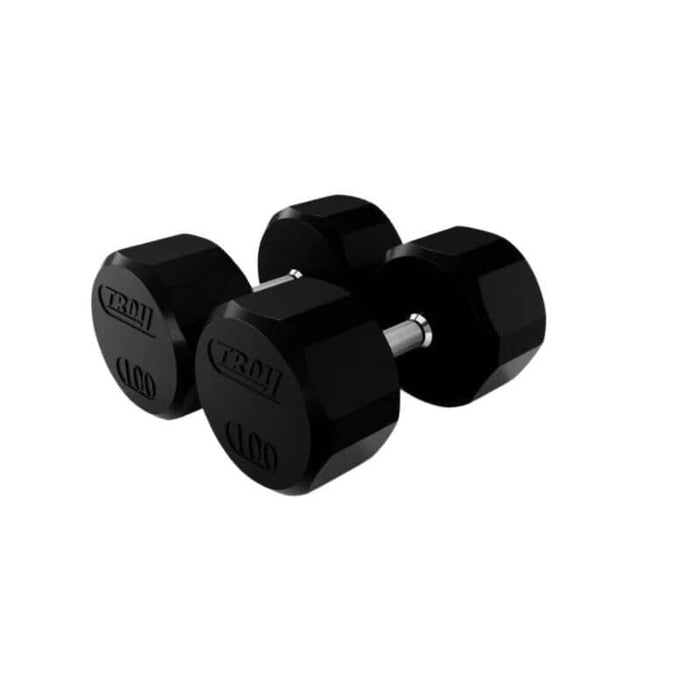 TROY 5-50 lb Rubber Dumbbell Set with Rack