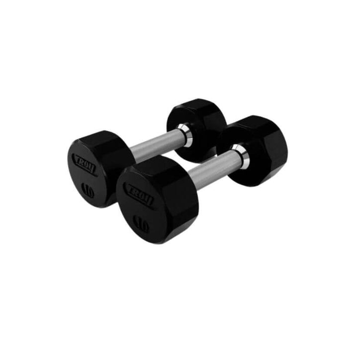 TROY 5-50 lb Rubber Dumbbell Set with Rack