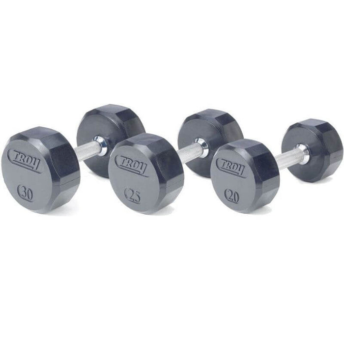 TROY 5-50 lb Rubber Dumbbell Set with Rack