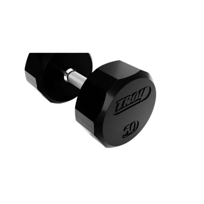 TROY 5-50 lb Rubber Dumbbell Set with Rack