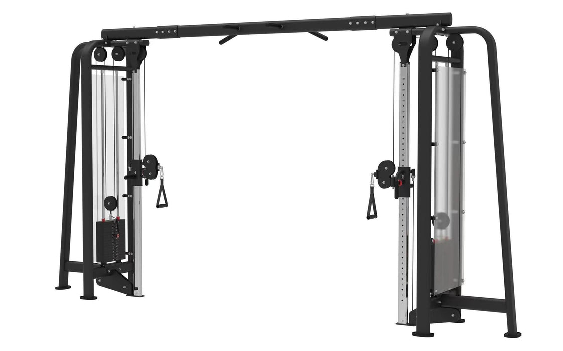 Muscle D Fitness - Megatron Standard Cable Crossover - Selectorized Weight Adjustment - Angled Chine Bar - Adjustable Columns