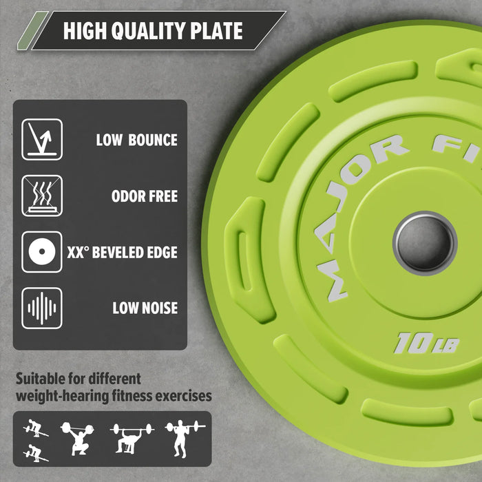 Major Fitness Low Bounce Bumper Plates Olympic Weight Plates Set
