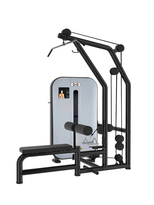 Vogue Lat/Low Row - Muscle D Fitness - Adjustable Seated Pin Selectorized Lat Pulldown Low Row