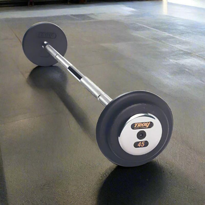 TROY Pro Style Straight Barbell Set - Black Plates Chrome End Caps