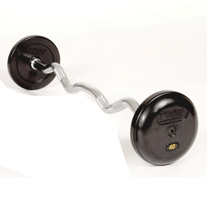 TROY Pro Style Curl Barbell- Rubber-Encased Plates