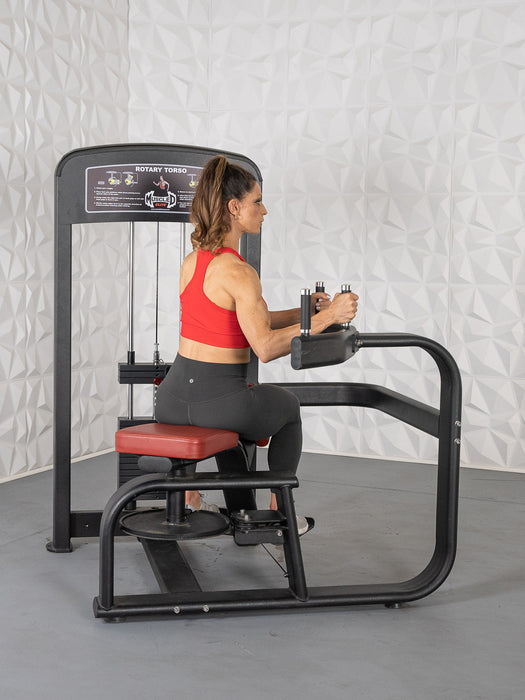 Elite Selectorized Rotary Torso - Muscle D Fitness - Commercial Adjustable Seated Pin Selectorized Oblique Trainer Rotary Torso Workout