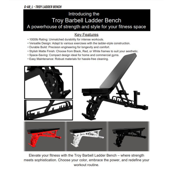 TROY G-AB-L Commercial Adjustable Ladder Bench