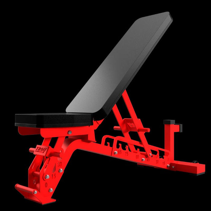 TROY G-AB-L Commercial Adjustable Ladder Bench Red Inclined