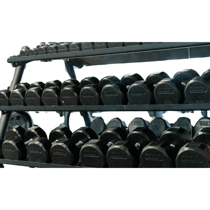 Troy 12-Sided Rubber Encased Dumbbell Sets (5 lb Increments)