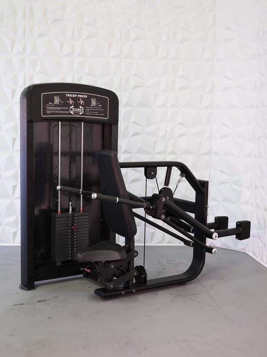 Muscle D Fitness - Elite Selectorized Triceps Press - Commercial Adjustable Seated Pin Selectorized Triceps Press Dip Press