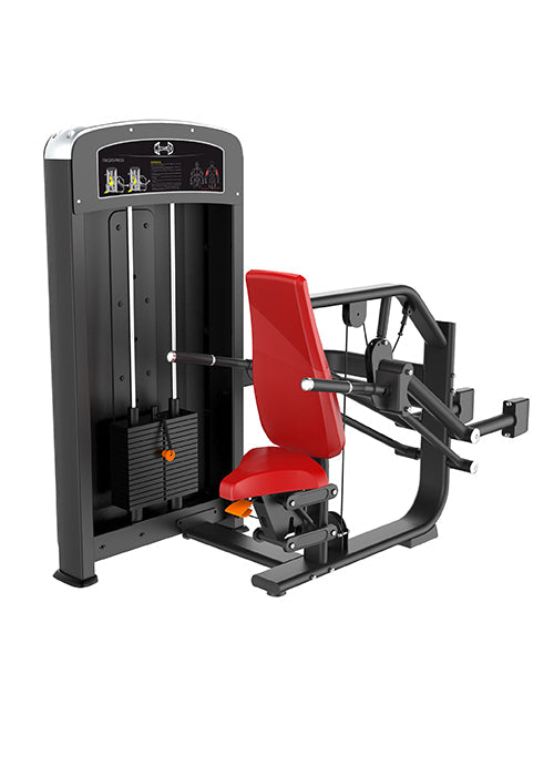 Muscle D Fitness - Elite Selectorized Triceps Press - Commercial Adjustable Seated Pin Selectorized Triceps Press Dip Press