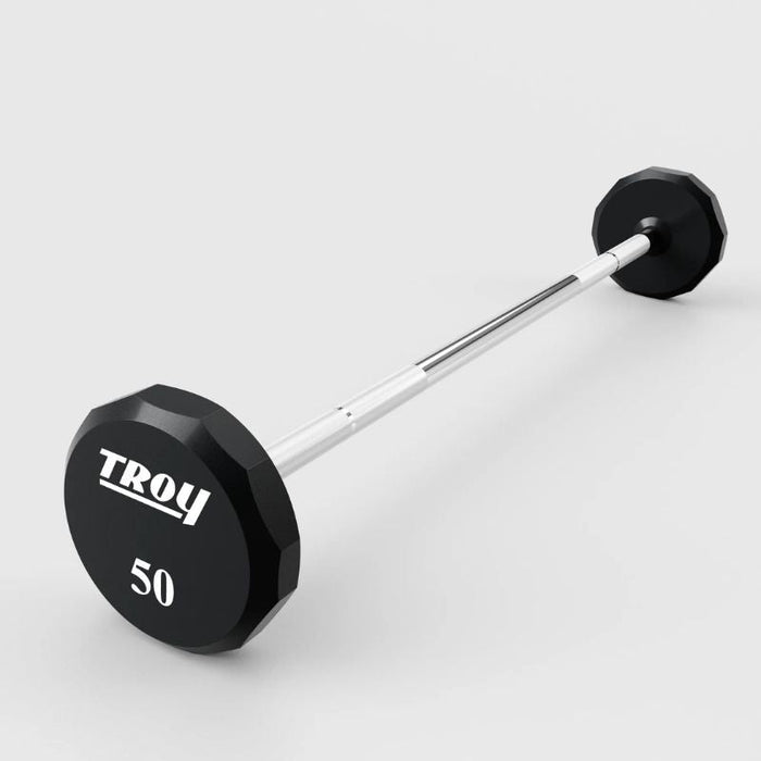Troy 12-Sided Urethane Straight Barbell Set with Rack